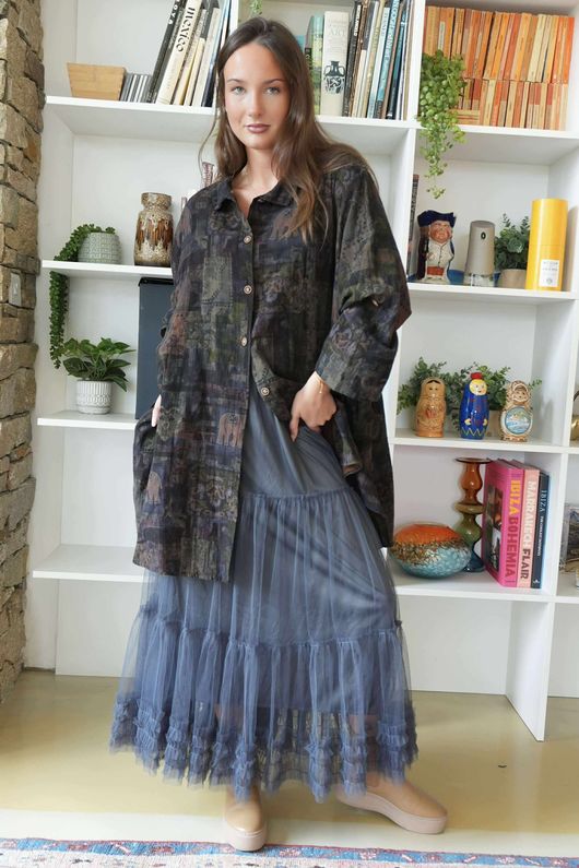 Simone Tulle Midaxi Skirt Blue Steel /30 =